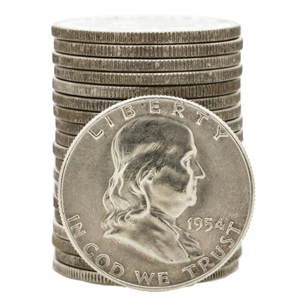 Roll of (20) 1954-S Brilliant Uncirculated Franklin Half Dollar Coins