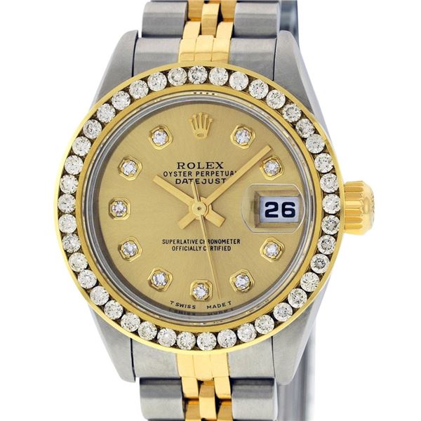 Rolex Ladies Two Tone Diamond Datejust Wristwatch