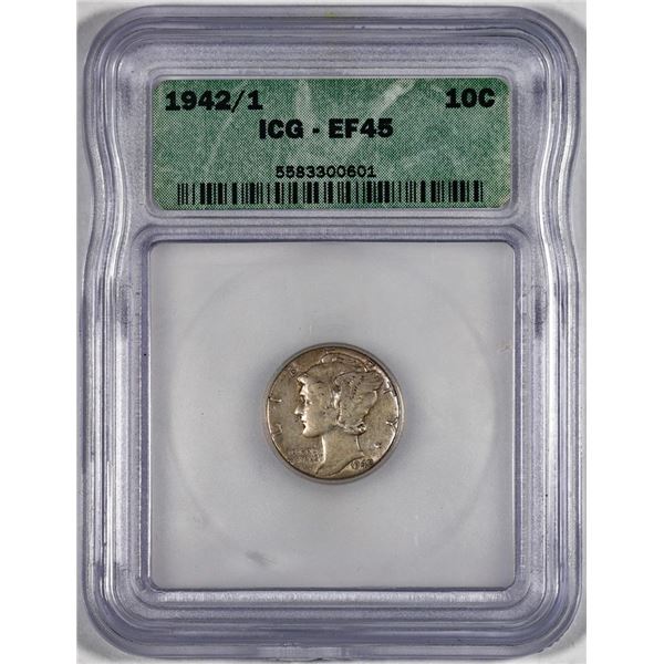 1942/1 Mercury Dime Coin ICG EF45