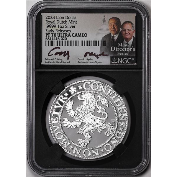 2023 Netherlands Proof Lion Dollar Silver Coin NGC PF70 Ultra Cameo Moy Signature