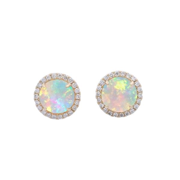 14KT Yellow Gold 6.72 ctw Opal and Diamond Earrings