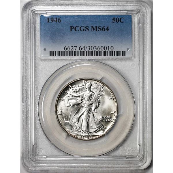 1946 Walking Liberty Half Dollar Coin PCGS MS64