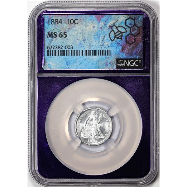 1884 Seated Dime Coin NGC MS65 Purple Core