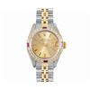Image 2 : Rolex Ladies Two Tone Champagne Index Ruby and Diamond Date Wristwatch