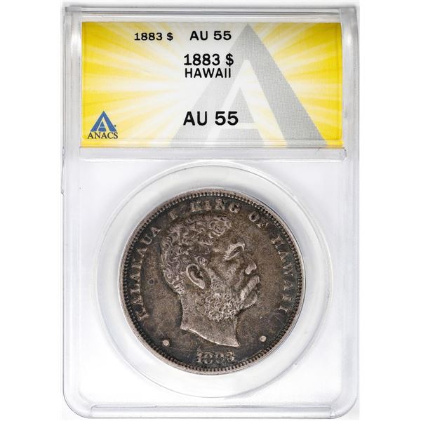 1883 $1 Kingdom of Hawaii Dollar Coin ANACS AU55