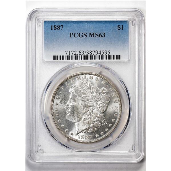 1887 $1 Morgan Silver Dollar Coin PCGS MS63