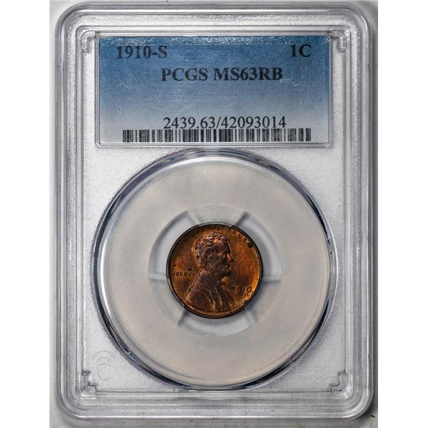 1910-S Lincoln Wheat Cent Coin PCGS MS63RB