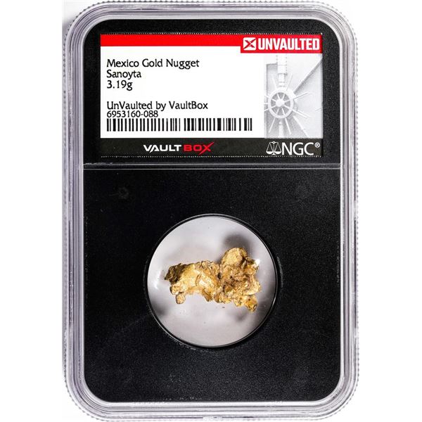 3.19 Gram Sanoyta Mexico Gold Nugget NGC Vaultbox Unvaulted
