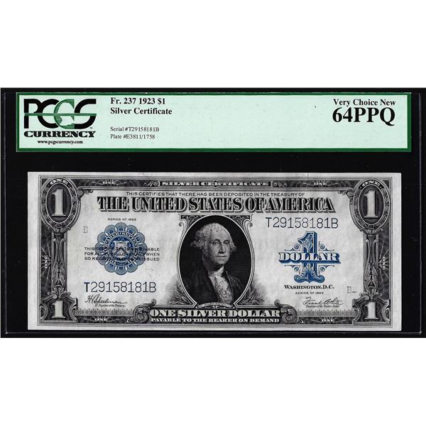 1923 $1 Horse Blanket Silver Certificate Note Fr.237 PCGS Very Choice New 64PPQ