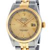 Image 1 : Rolex Mens Two Tone Champagne Tapestry Index Datejust Wristwatch