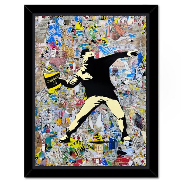 Mr Brainwash "Banksy Thrower" Original Mixed Media on Paper