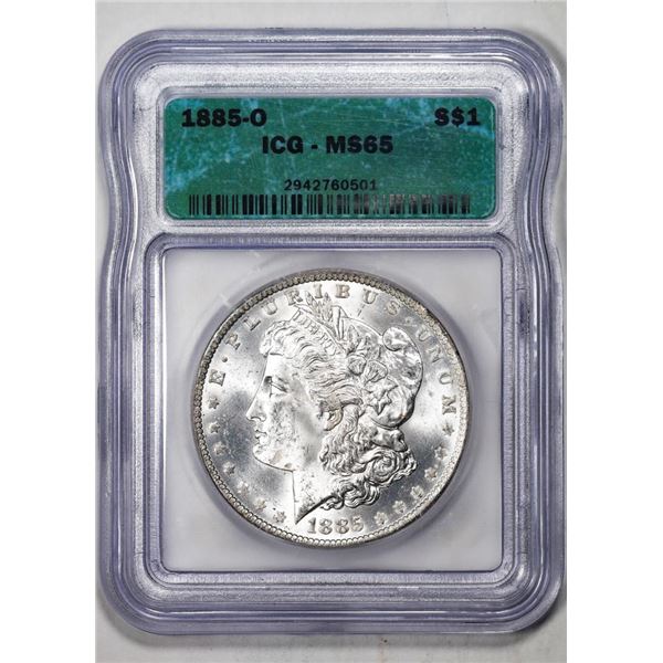 1885-O $1 Morgan Silver Dollar Coin ICG MS65