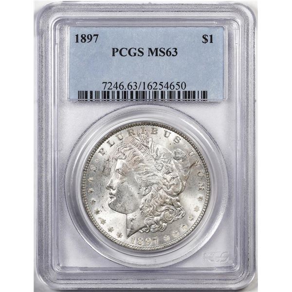 1897 $1 Morgan Silver Dollar Coin PCGS MS63