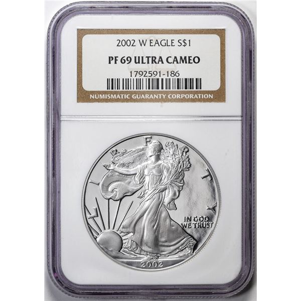 2002-W $1 Proof American Silver Eagle Coin NGC PF69 Ultra Cameo