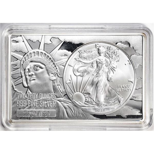 2019 $1 American Silver Eagle Coin & 2oz Silver Bar Set