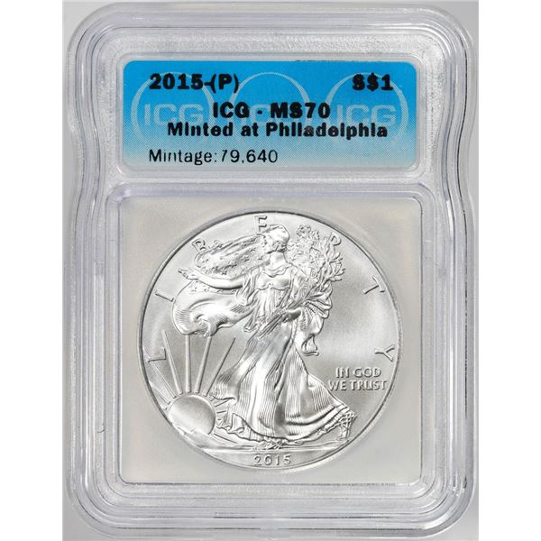 2015-(P) $1 American Silver Dollar Coin ICG MS70 Philadelphia