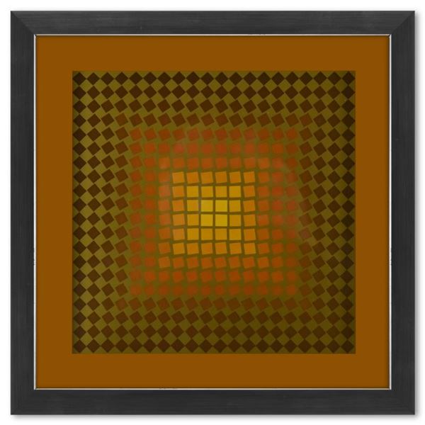 Victor Vasarely "Cta - 105 - Or De La Serie Cta - 102" Mixed Media Print On Paper