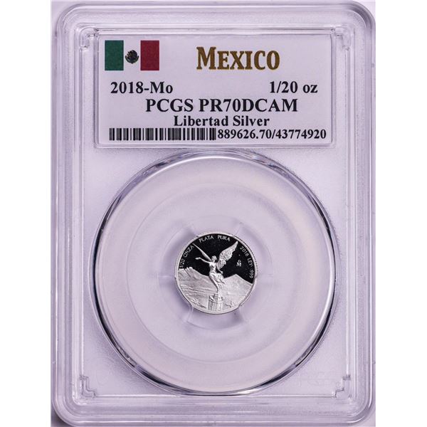 2018-Mo Mexico Proof 1/20 oz Silver Libertad Coin PCGS PR70DCAM