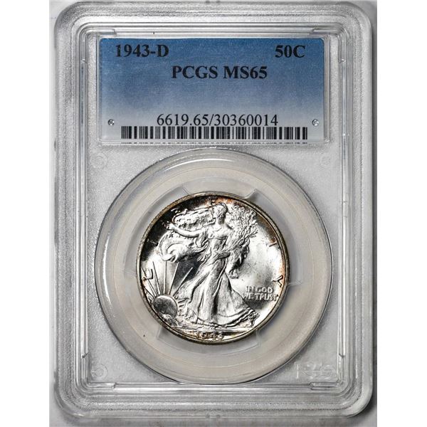 1943-D Walking Liberty Half Dollar Coin PCGS MS65