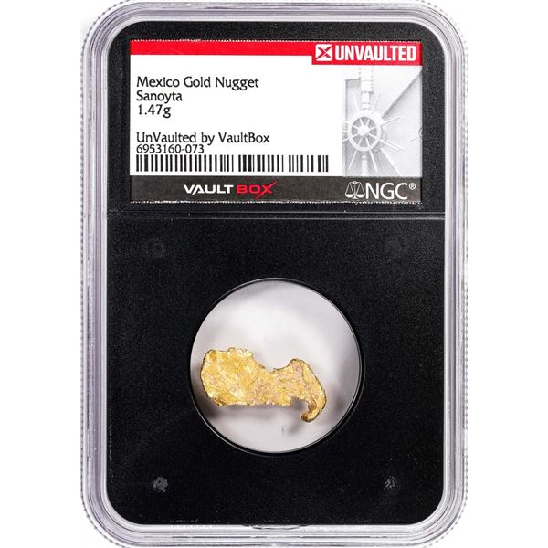 1.47 Gram Sanoyta Mexico Gold Nugget NGC Vaultbox Unvaulted