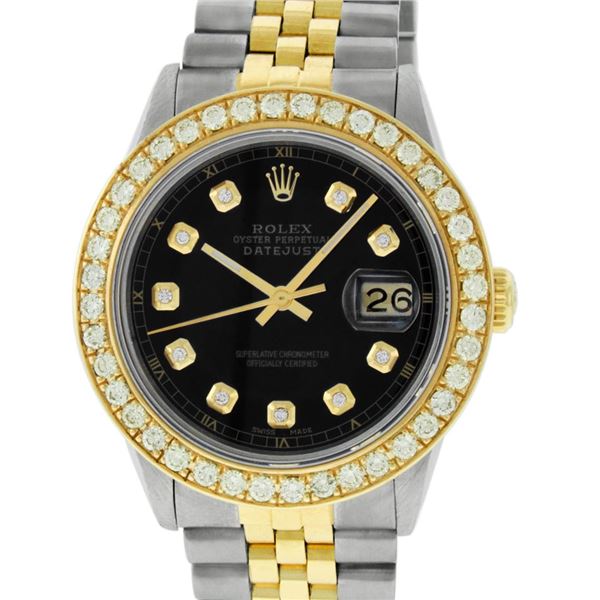 Rolex Mens Two Tone Diamond Datejust Wristwatch