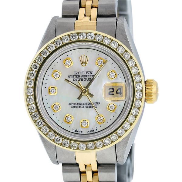 Rolex Ladies Two Tone Diamond Datejust Wristwatch