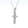 Image 3 : 14KT White Gold 0.52 ctw Diamond Cross Pendant with Chain