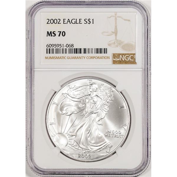 2002 $1 American Silver Eagle Coin NGC MS70