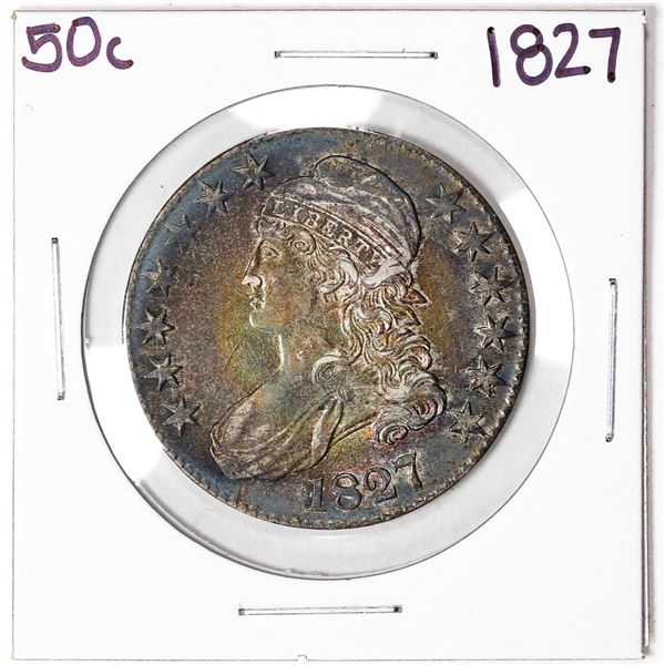 1827 Capped Bust Half Dollar Coin Nice Toning