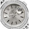 Image 1 : Rolex Ladies Stainless Steel Silver Index Diamond Date Wristwatch