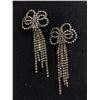 Image 1 : Vintage Rhinestone Bow Shaped Stud Earrings