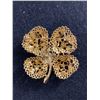 Image 2 : Vintage Four Leaf Clover Brooch. Unsigned.Magenta and Lilac Stones. Beautiful