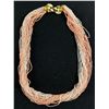 Image 1 : Vintage Seed Bead Necklace in White and Salmon.