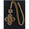 Image 1 : Vintage Maltese Cross with Purple/Blue Stones. Gold Tone Pendant/Chain Necklace