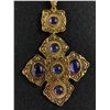 Image 2 : Vintage Maltese Cross with Purple/Blue Stones. Gold Tone Pendant/Chain Necklace