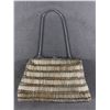 Image 1 : Vintage Art Deco Evening Beaded Clutch Purse. Silve & Clear Tube Beads. Flapper