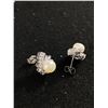 Image 2 : Lovely Pearl and Clear Rhinestone Earrings and Ring Set. Ring Size 8.5