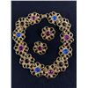 Image 1 : Vintage Gold Tone Bracelet & Earring Set with Purple & Blue Accents