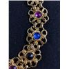 Image 2 : Vintage Gold Tone Bracelet & Earring Set with Purple & Blue Accents