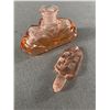 Image 2 : Beautiful Art Deco Design Vintage Pink Perfume Bottle with Etched Dauber