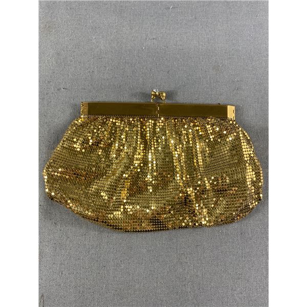 1950's Gold Metallic Mesh Clutch Purse with Metal Opening. For Evening/Formal Wear