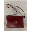 Image 1 : Vintage Cartier Must Red Bordeaux Leather Clutch Shoulder Bag. NOT AUTHENTICATED