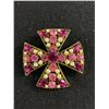 Image 1 : Beautiful Vintage Pink Maltese Cross Wth Seed Pearls Brooch/ Pendant