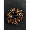 Image 1 : Lovely Vintage Rhinestone Circle Brooch with Brown Rhinestones