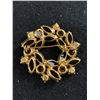 Image 2 : Lovely Vintage Rhinestone Circle Brooch with Brown Rhinestones