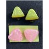Image 1 : 2 Pairs of Mid Century Plastic Earrings. Green are Clip on, Pink are Pierced