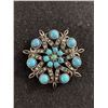 Image 1 : Vintage Mid Century 1950's-60's  Circle Star Brooch With Faux Turquoise Blue Glass Stones