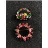 Image 1 : Stunning Czech Art Deco 1920's Small Brooch with Multi Colour Paste (?) Stones Plus a Vintage Pink &