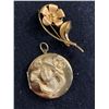 Image 1 : Vintage Bond Boyd Flower Brooch/Pin with a Round Gold Tone Locket