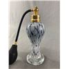 Image 2 : Vintage Gray/Black Murano ? Hand Blown Italian Glass Perfume Bottle with Atomizer. Mid Century